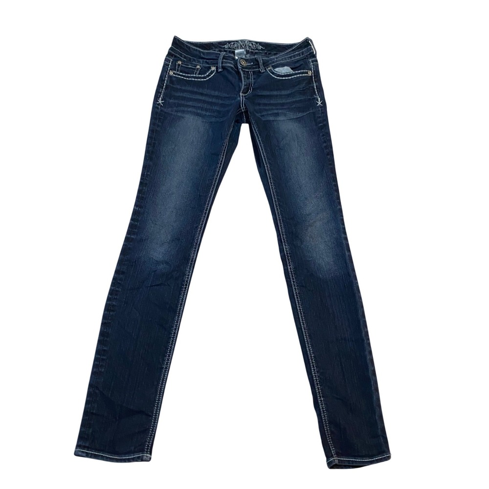 Maurices Premium Skinny Jeans Dark Wash Thick Stitch Embellished Size 5/6 Reg